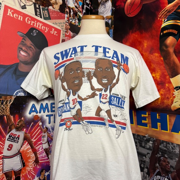 Screen Stars Best Other - Vintage 80s Detroit Pistons Swat Team Dennis Rodman John Sally T Shirt Sz Medium